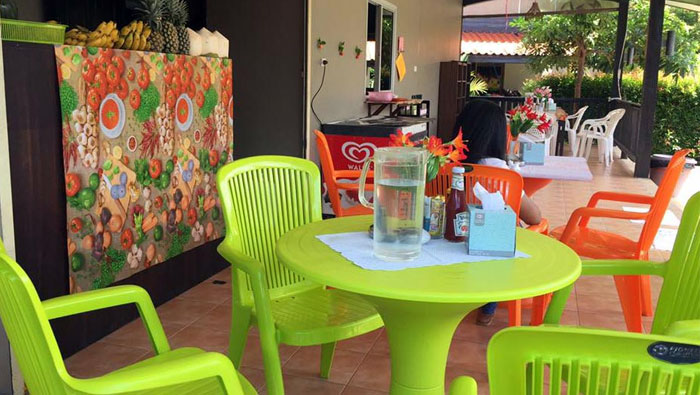 table and chairs in restaurant